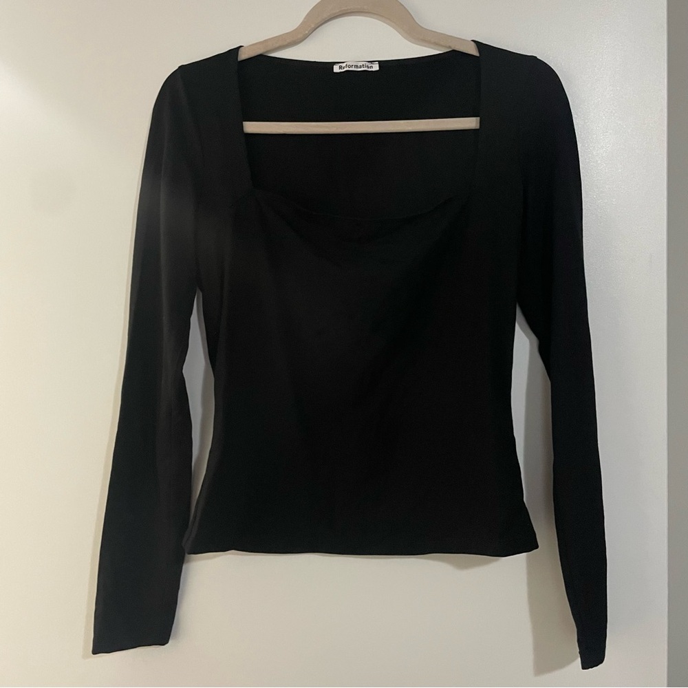Reformation Square Neck Black Top
